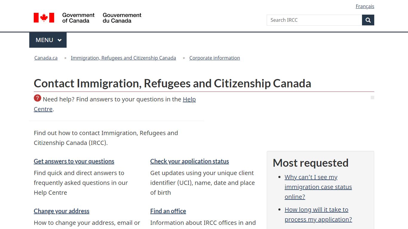 Contact Immigration, Refugees and Citizenship Canada