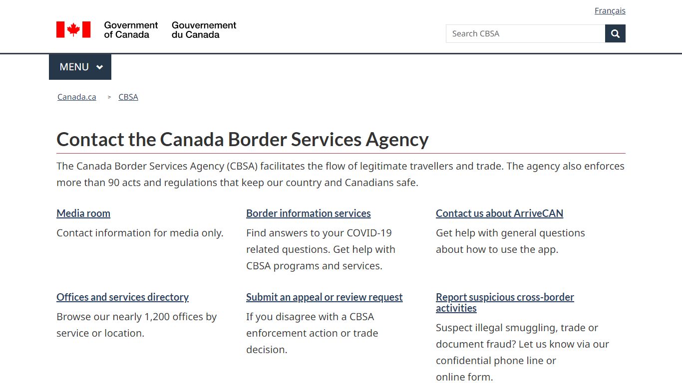 Contact the Canada Border Services Agency